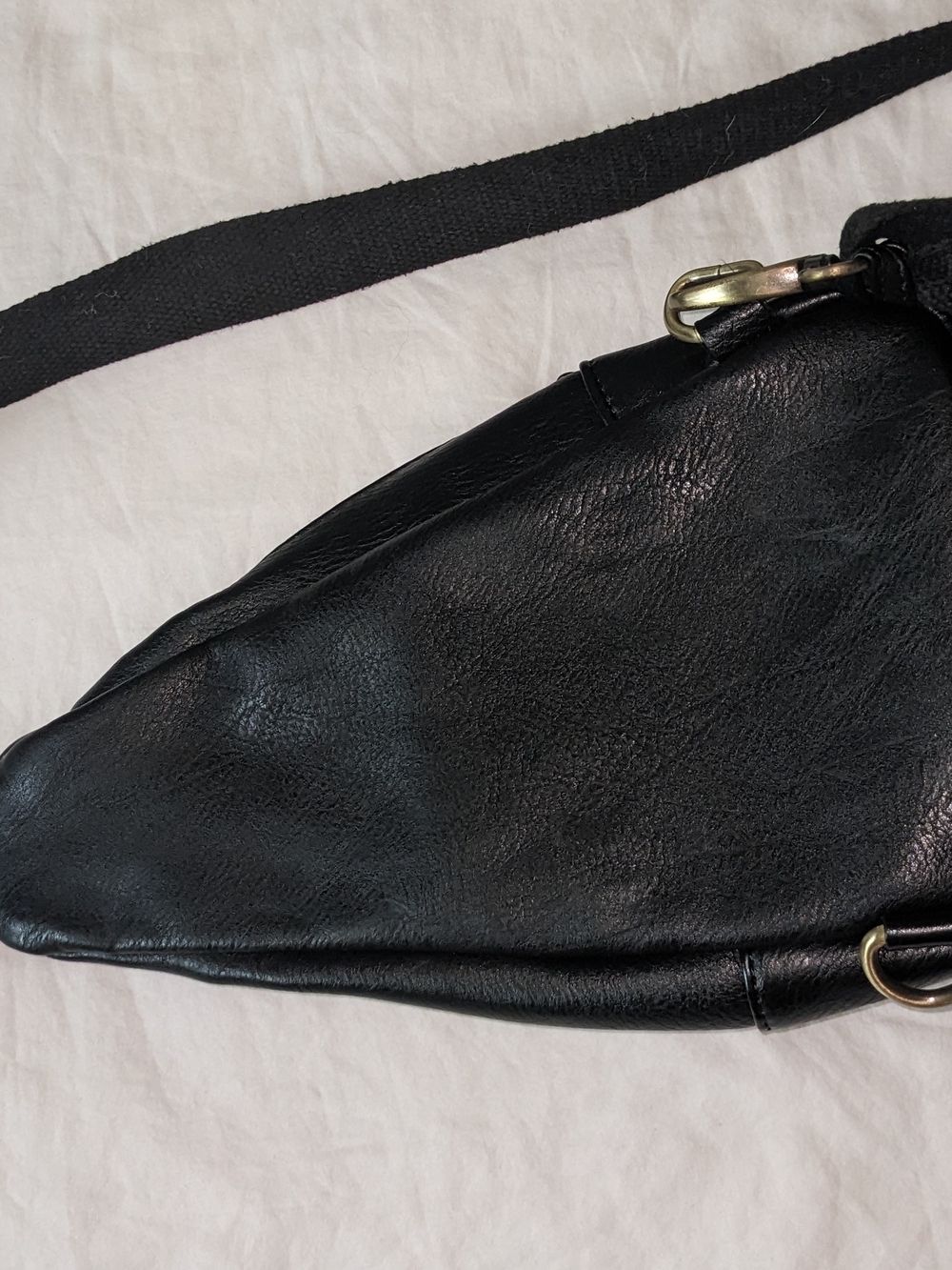Black Faux Leather Crossbody Sling Bag - Picture 2 of 6